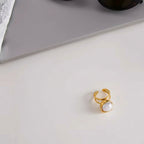Anillo Centro Alto Blanco | Dorado Perla