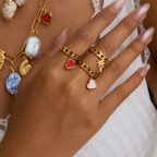 Anillo dije Corazon Rosa | Dorado