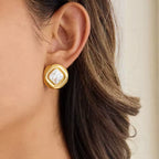 Zarcillo Brillo Central Rombo | Dorado