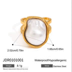 Anillo Centro Alto Blanco | Dorado Perla