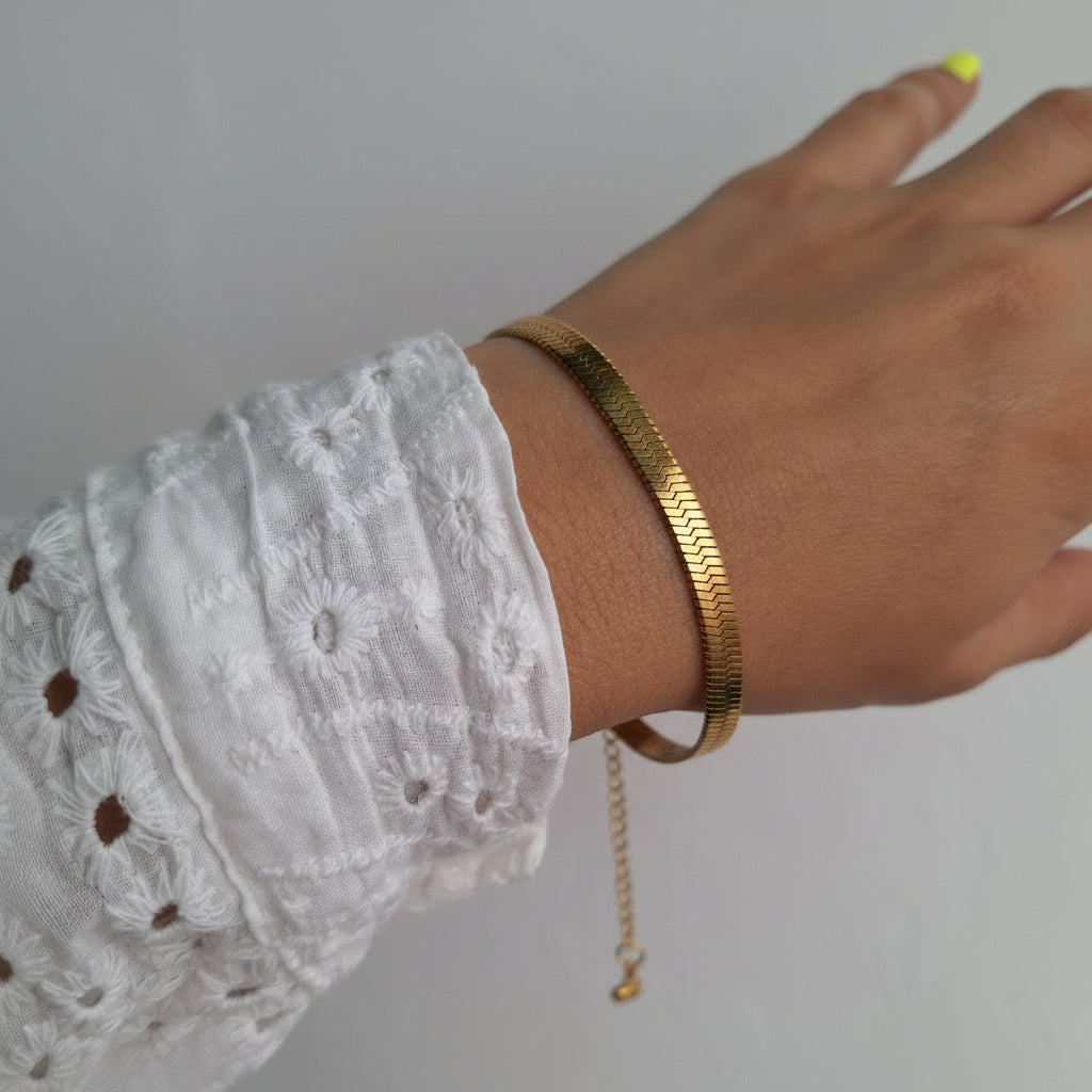 Pulseras Serpiente Corazón | Oro chino Dorada