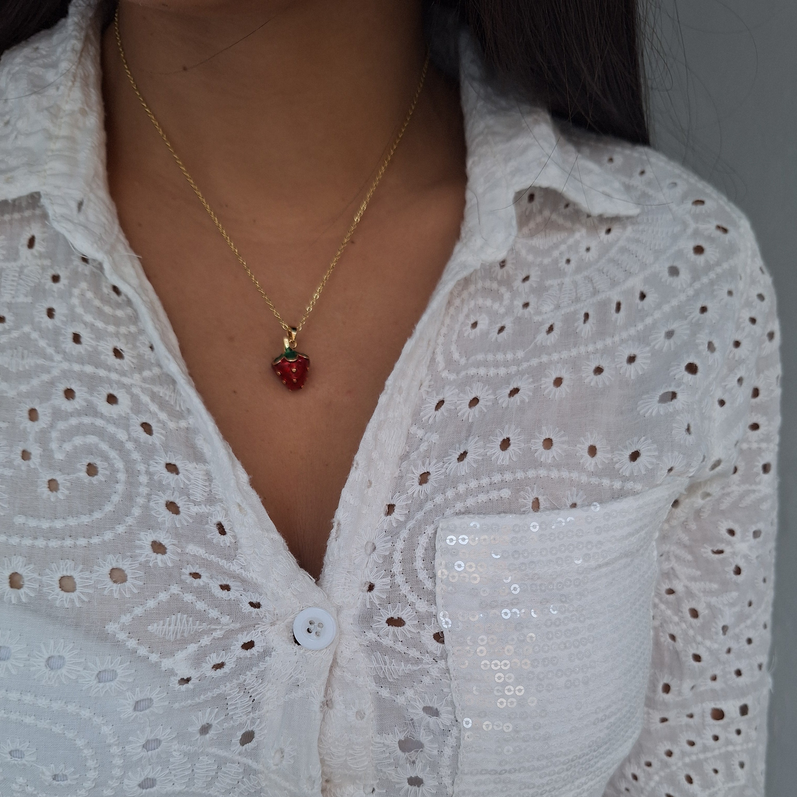 Collar Dama Fresa Psda | Oro Chino Dorado