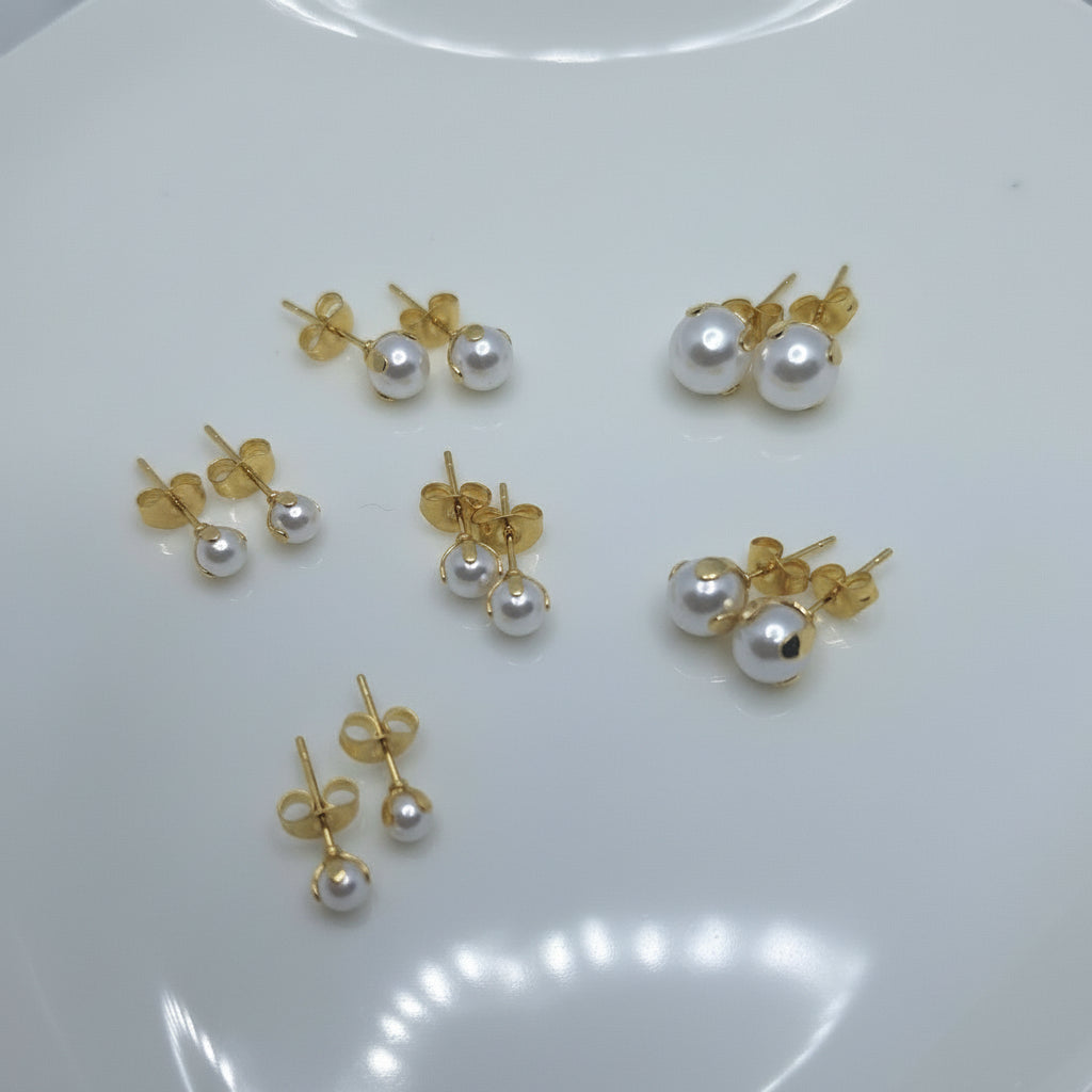 Zarcillo En Forma de Rosa Perlada | Oro Chino Dorado