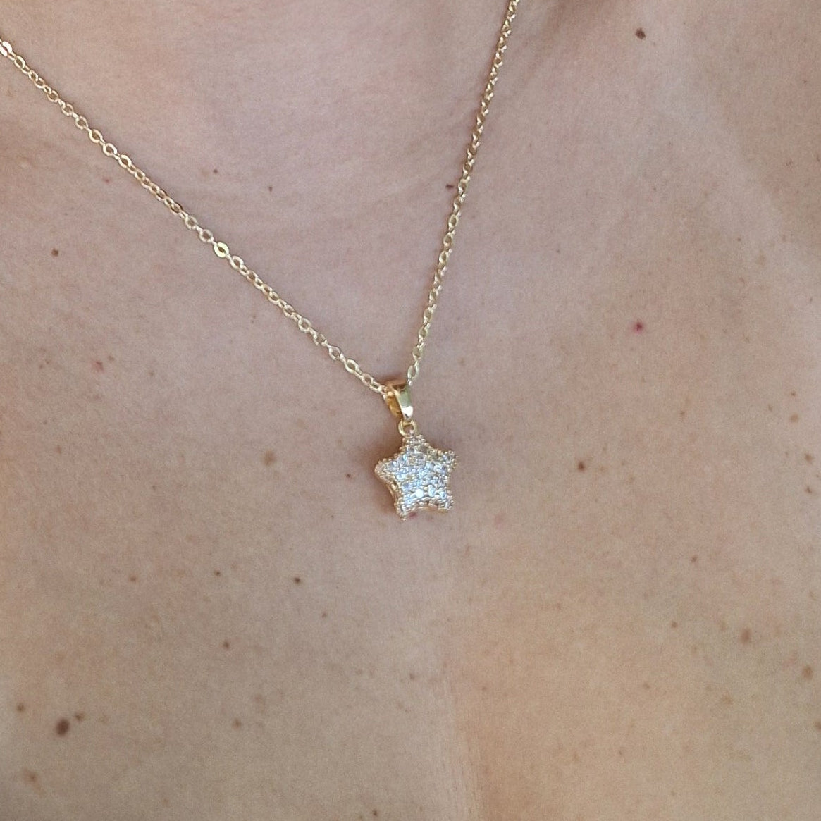 Collar Estrella Brillante Reversible | Oro Chino Dorado
