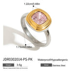 Anillos Con Cristal Rosita y Aguamarina | Bicolor