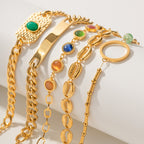 Pulsera ópalos de colores | Dorado