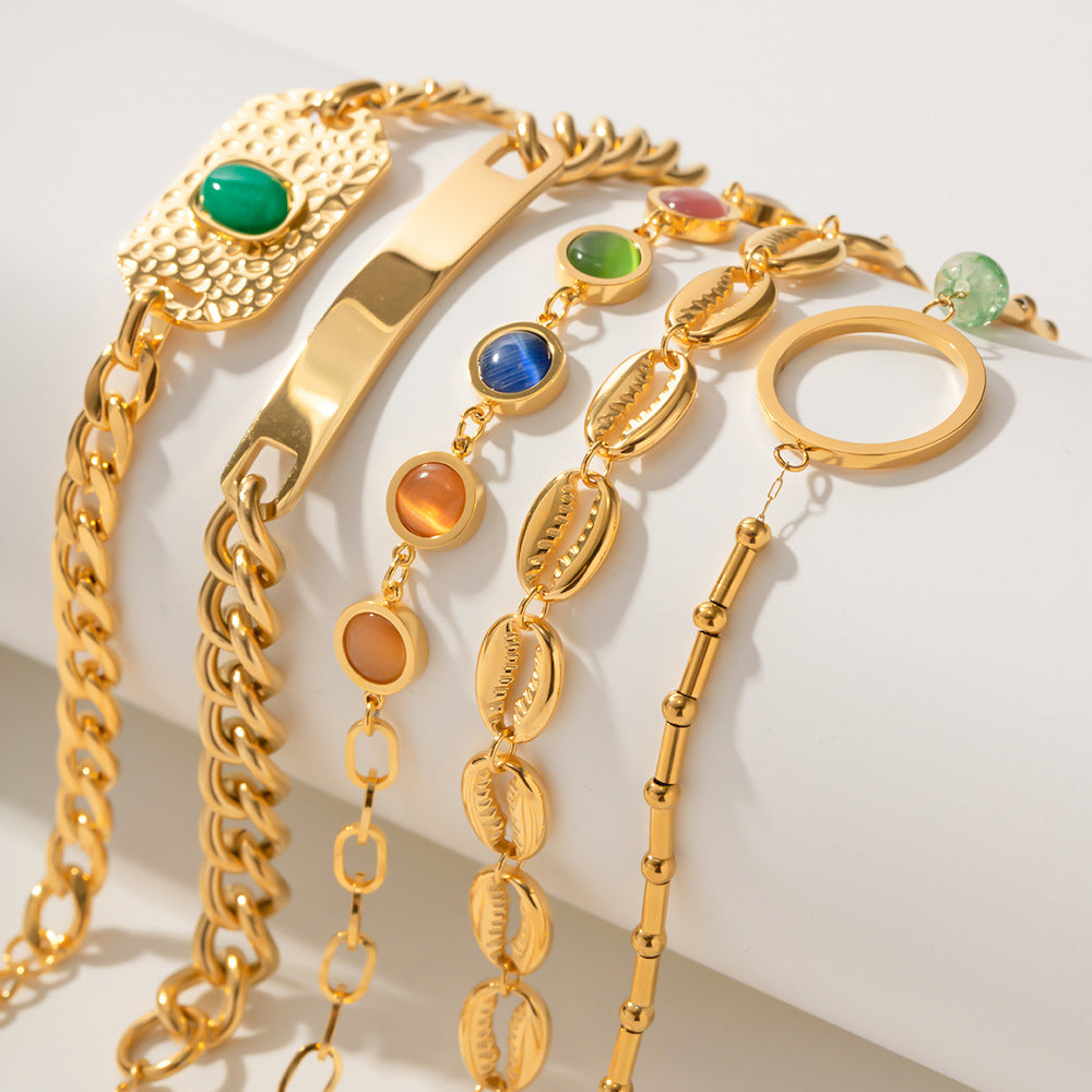 Pulsera ópalos de colores | Dorado