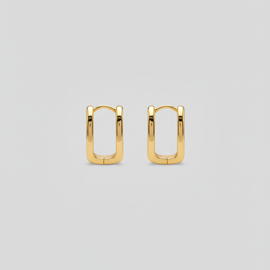 Argolla Cuadrada Lisa | Oro Chino Dorado