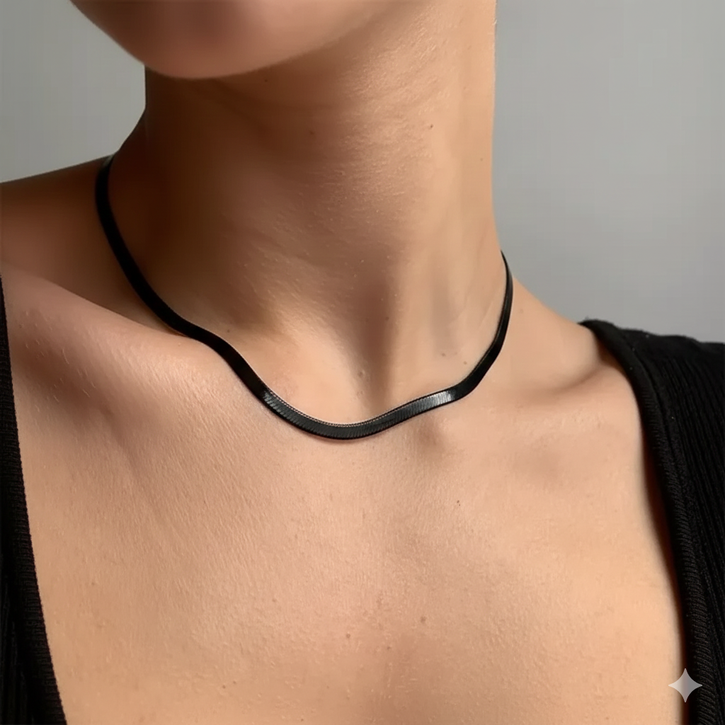 Collar 'Snake Chain' Mate | Oro Chino Negro