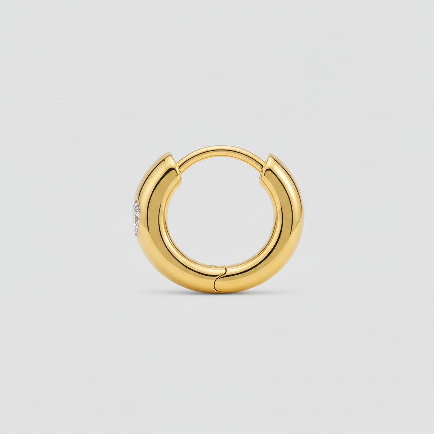 Argolla Pequeña de Corazón de Vidrio | Oro Chino Dorado