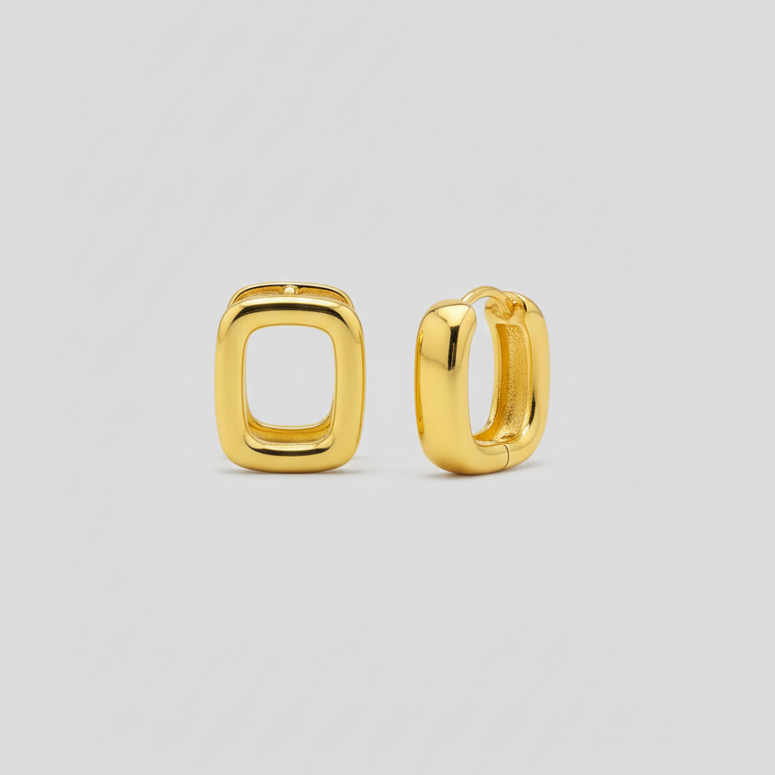 Argolla Cuadrada Ventana | Oro Chino Dorado