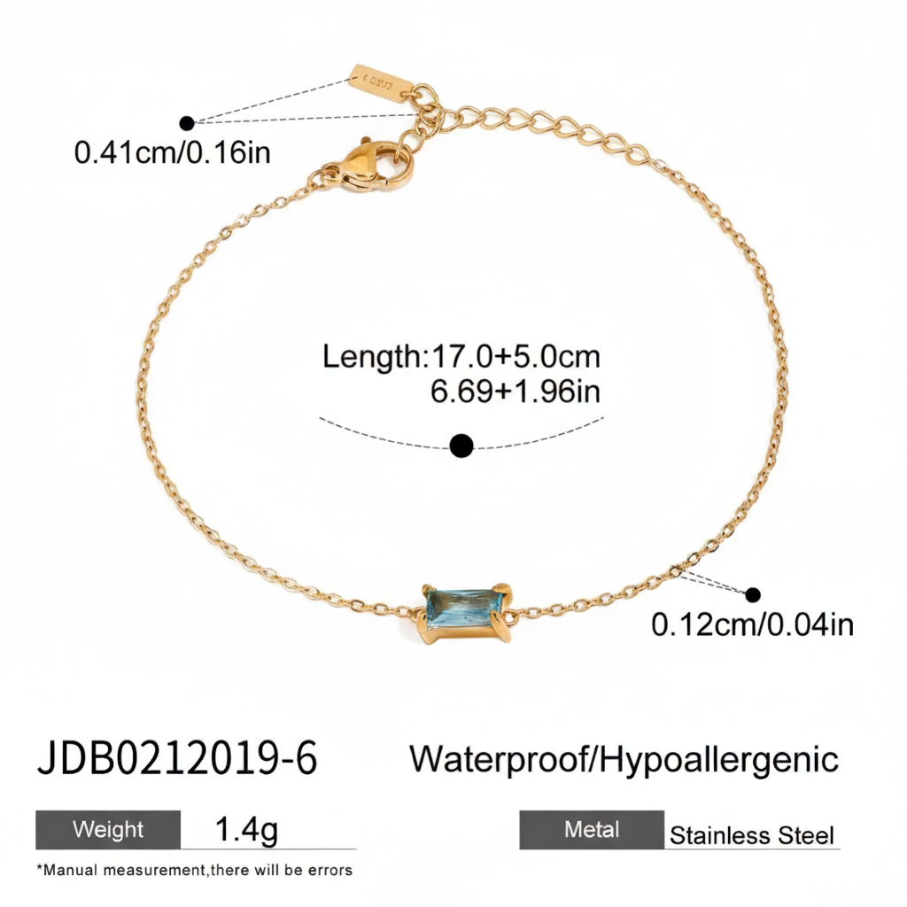 Pulseras De Cadena Fina Con Cristal | Dorado