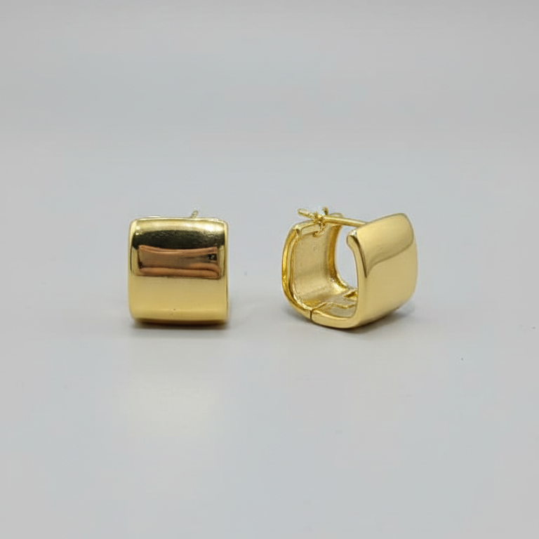 Argolla Cuadrada Lisa | Oro Chino Dorado