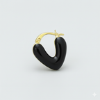 Argolla Corazón Esmalte Negro | Oro Chino Dorado
