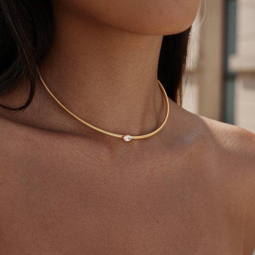Collar Gargantilla Cristal Marquesa Único | Dorado