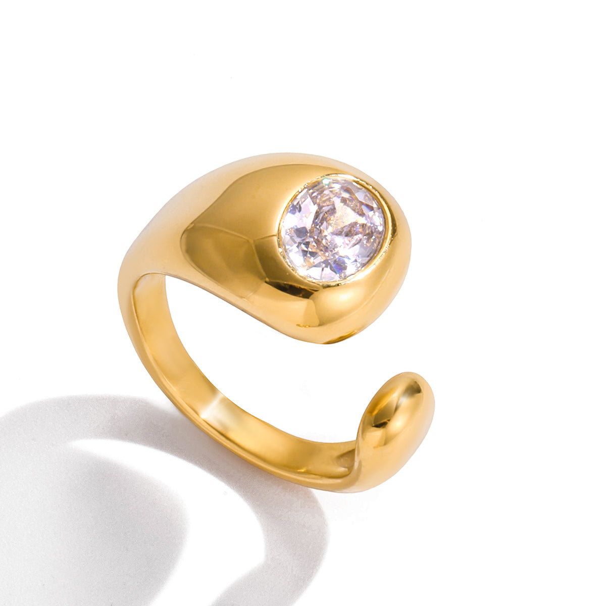 Anillo Con Brillo Gota | Dorado