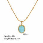 Collar Cadena Puntos con Dije Azul Ojo de Gato | Dorado