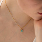Collar Cadena Puntos con Dije Azul Ojo de Gato | Dorado