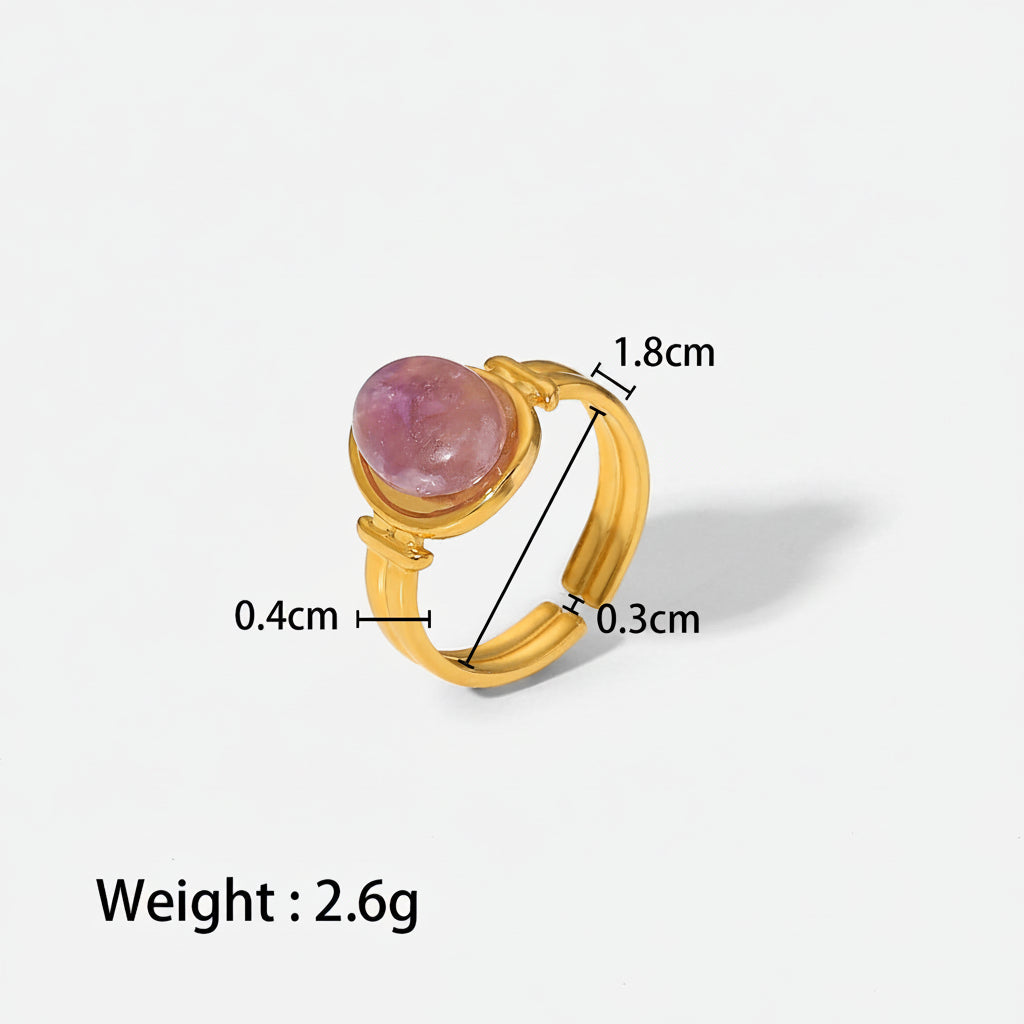 Anillo Piedra Purpura | Dorado