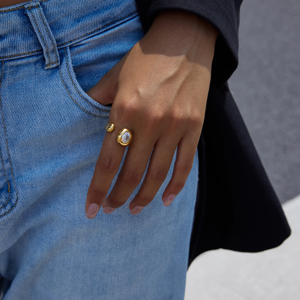 Anillo Con Brillo Gota | Dorado