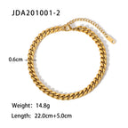Tobillera De Cadena Cubana Mediana | Dorado