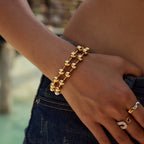 Pulsera De Cuentas Esfericas Con Cierre De Mosqueton | Bicolor