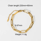 Pulsera Fina De Eslabones Rectangulares | Dorado