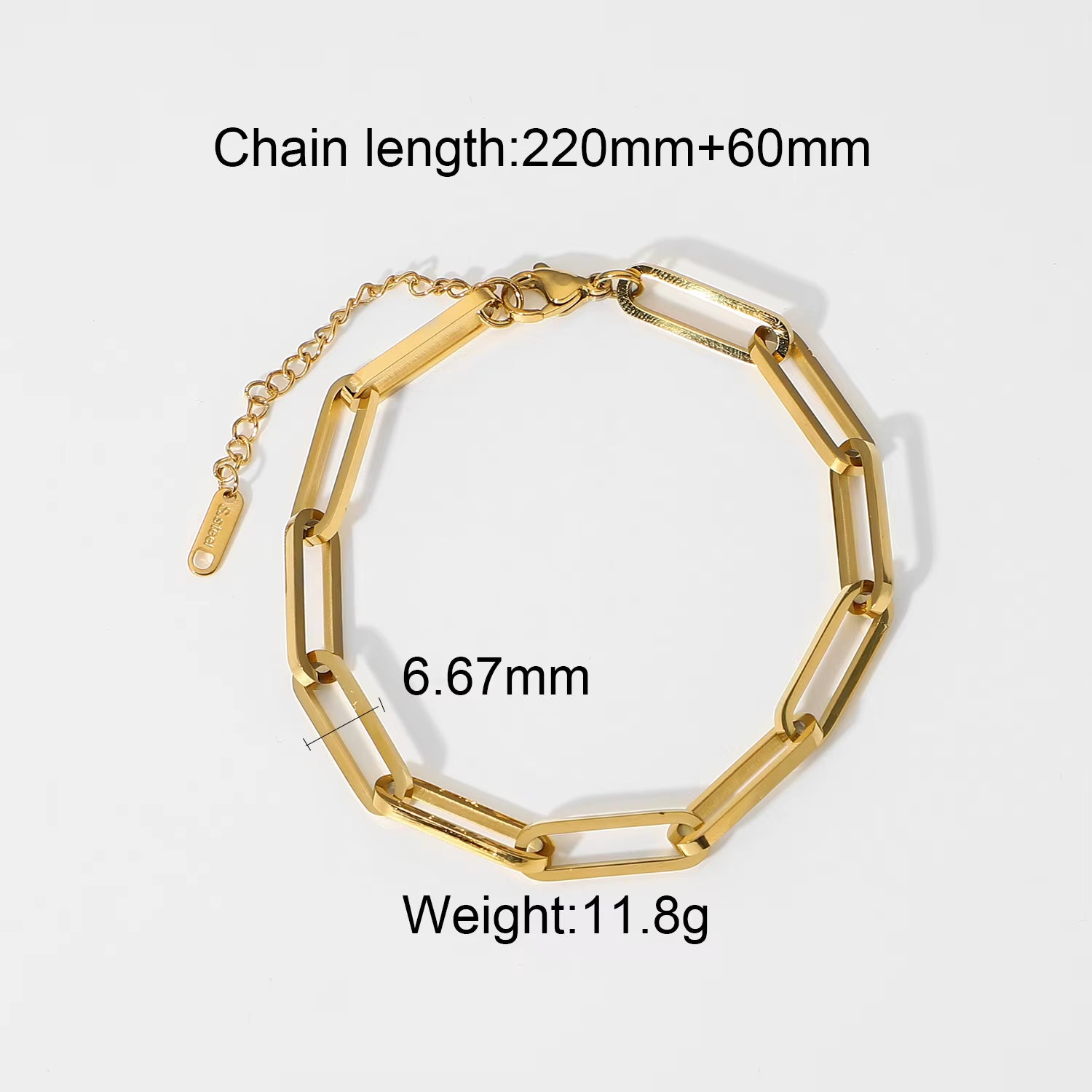 Pulsera Fina De Eslabones Rectangulares | Dorado