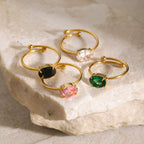 Anillos Minimalistas Con Piedras Brillantes | Dorado