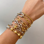 Pulsera De Cuentas Esfericas Con Cierre De Mosqueton | Bicolor