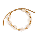 Pulsera Tobillera de Caracoles Naturales y Esferas | Dorado