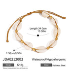 Pulsera Tobillera de Caracoles Naturales y Esferas | Dorado