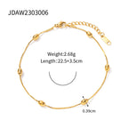 Pulsera Tejido Snake con Estaciones de Cuentas Lisas | Dorado