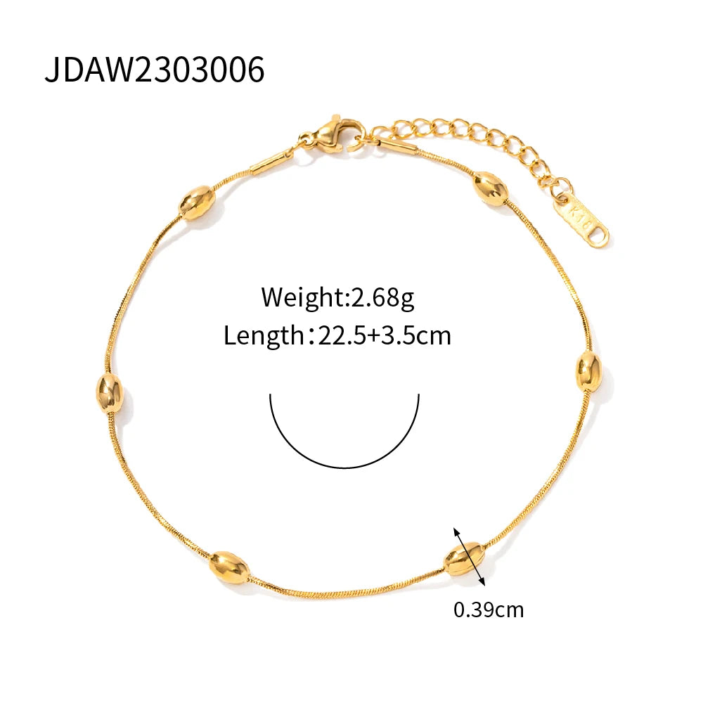 Pulsera Tejido Snake con Estaciones de Cuentas Lisas | Dorado