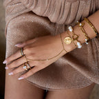 Pulsera de Perlas Dije Moneda | Dorado