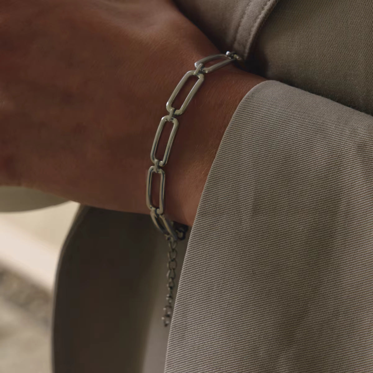 Pulsera Elegante Rígida Eslabones | Plateado