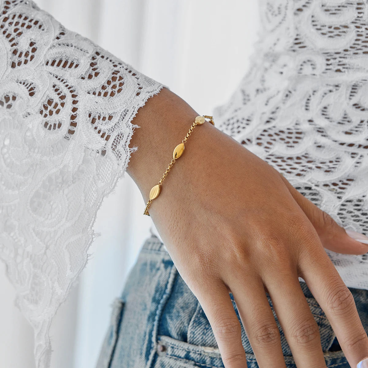 Pulsera Almendra Pulida | Dorado