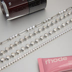 Pulsera Clásica Brillo Circonia Corazones | Plateado