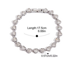 Pulsera Clásica Brillo Circonia Corazones | Plateado