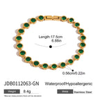 Pulsera Circular Circonia Verde esmeralda | Dorado