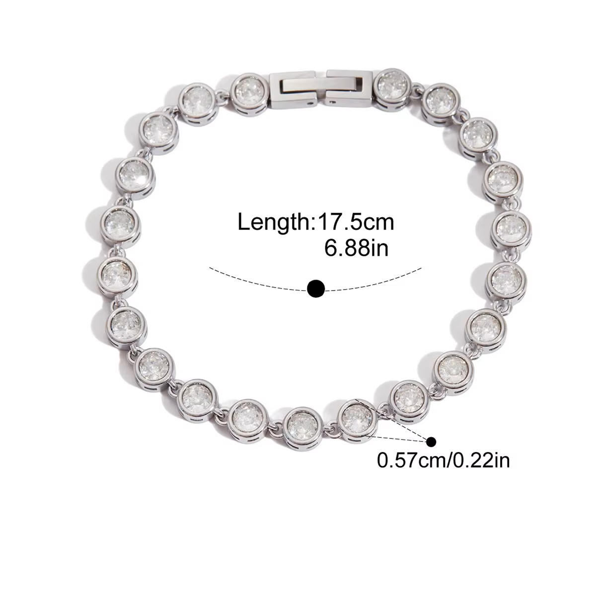 Pulsera Clásica Brillo Circonia Circular | Plateado