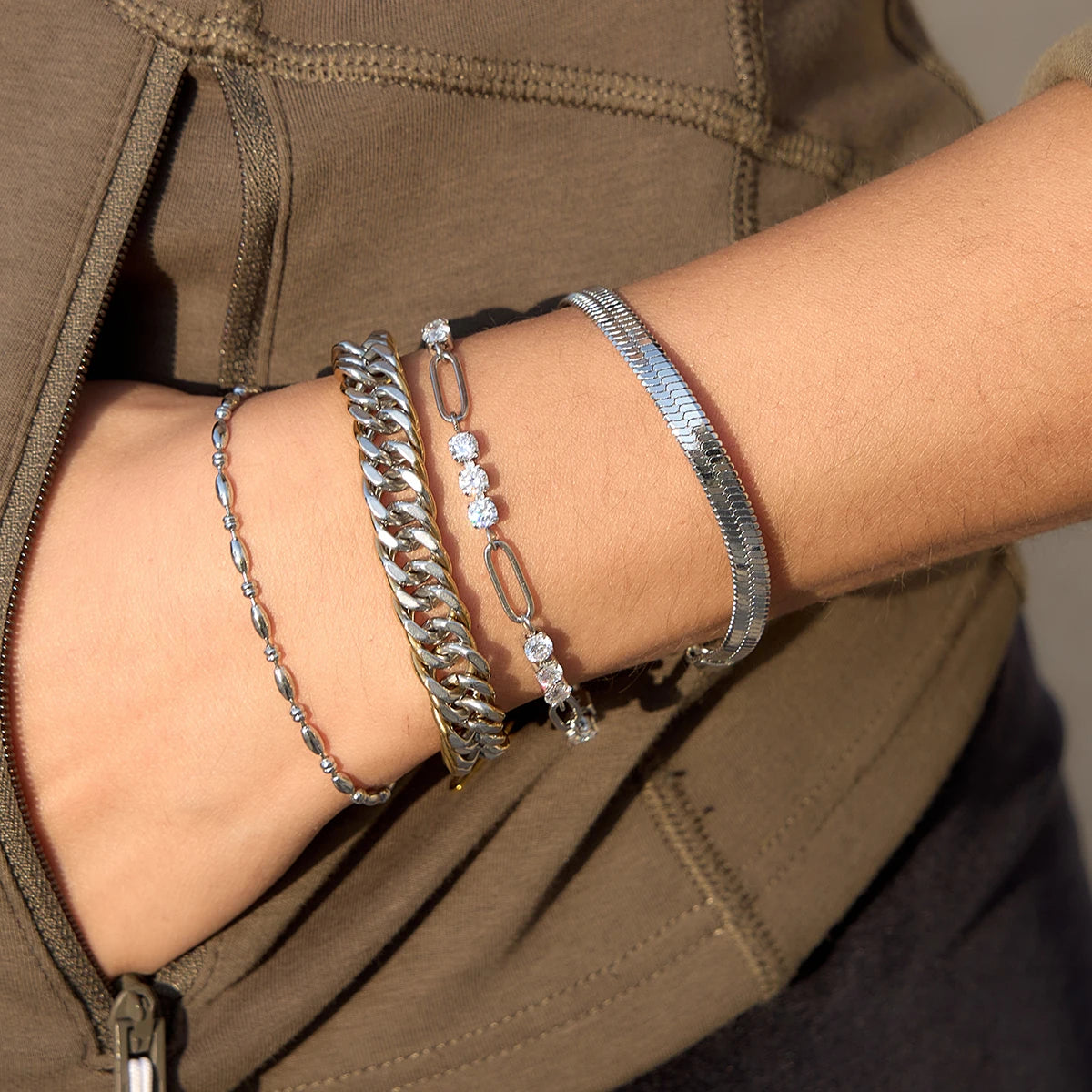 Pulsera Cubana Dos Tono | Bicolor