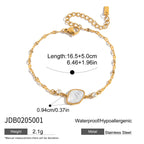Pulseras de Hojas con Dije de Nácar Irregular y Circones | Dorado