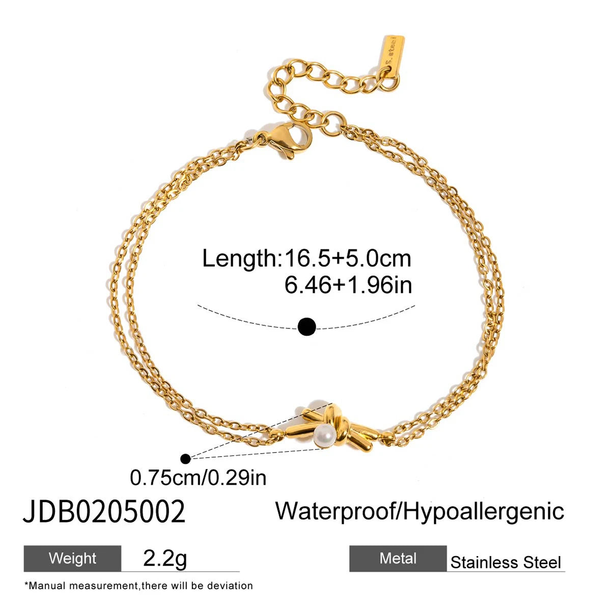 Pulseras de Hojas con Dije de Nácar Irregular y Circones | Dorado