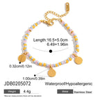 Pulsera de Cuentas Multicolores con Dijes de Monedas | Dorado