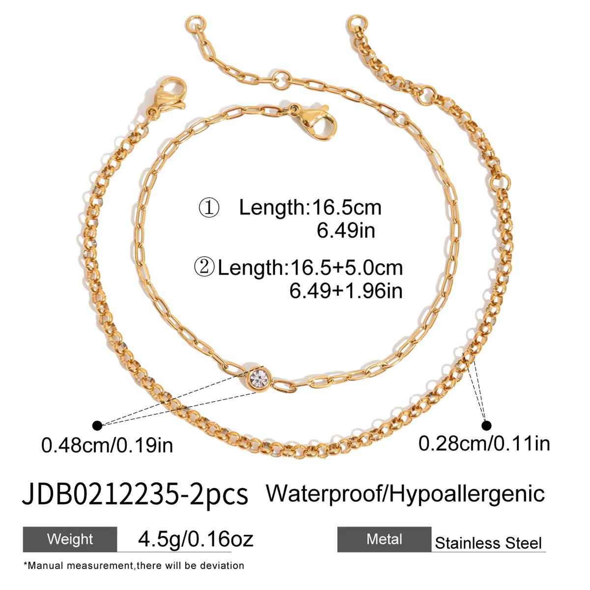 Pulsera Minimalista 2 Piezas | Dorado