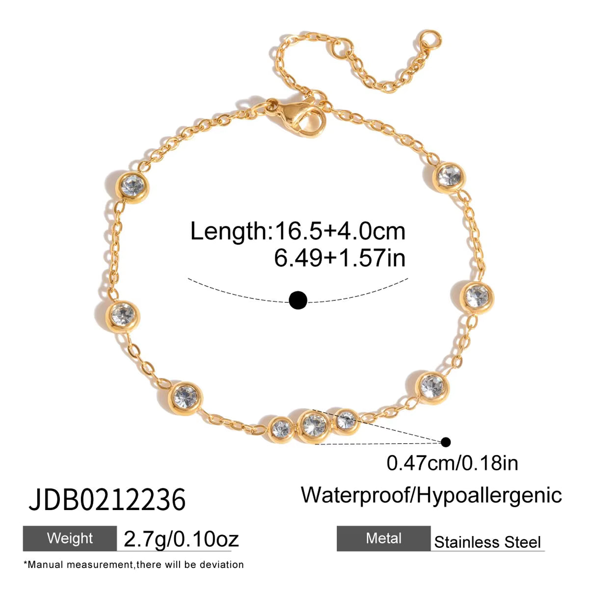 Pulsera Delicada Clásica Brillantes | Dorado
