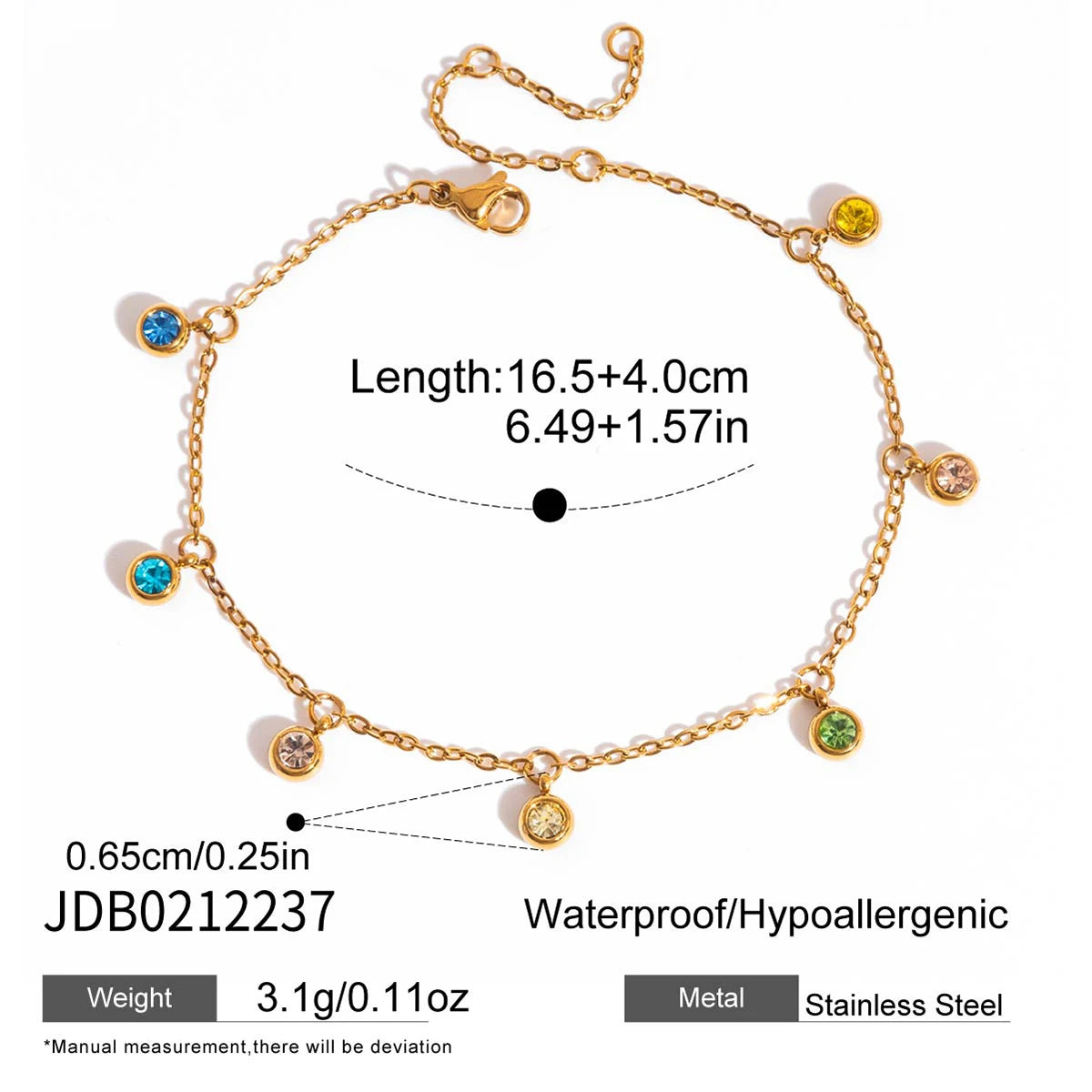 Pulseras con Estaciones de Circones Multicolores | Dorado