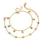 Pulseras con Estaciones de Circones Multicolores | Dorado