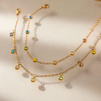 Pulseras con Estaciones de Circones Multicolores | Dorado